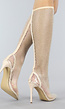 Beige Spitse Glam Laarzen met Stiletto Hak