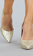 Gouden Spitse Glitter Pumps met Stiletto Hak