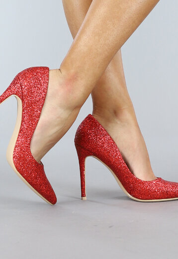 OP=OP! Rode Spitse Glitter Pumps