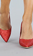 Rode Spitse Glitter Pumps met Stiletto Hak