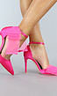 Spitse Fuchsia Sandaletten met Strikjes en Stiletto Hak