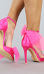 Spitse Fuchsia Sandaletten met Strikjes en Stiletto Hak