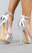 Zilveren Sandaletten met Plateau en Hoge Stiletto Hak