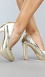 Gouden Lederlook Pumps met Plateau
