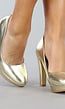 Gouden Lederlook Pumps met Plateau