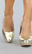 Gouden Lederlook Pumps met Plateau