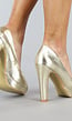 Gouden Lederlook Pumps met Plateau