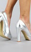 Zilveren Lederlook Pumps met Plateau