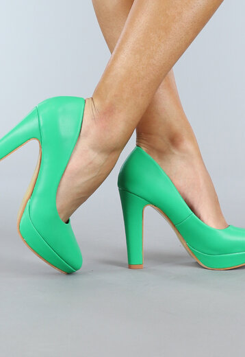 Groene Lederlook Pumps