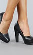 Zwarte Lederlook Pumps met Plateau