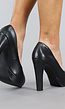 Zwarte Lederlook Pumps met Plateau