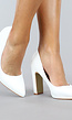 Basic Witte Lederlook Pumps met Rechthoekige Hak