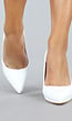 Basic Witte Lederlook Pumps met Rechthoekige Hak