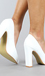 Basic Witte Lederlook Pumps met Rechthoekige Hak