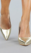 Basic Gouden Lederlook Pumps met Rechthoekige Hak