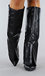 Lange Zwarte Gevouwen Laarzen met Spitse Neus