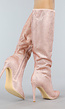 Lange Rosé Gouden Glitter Laarzen met Stiletto Hak