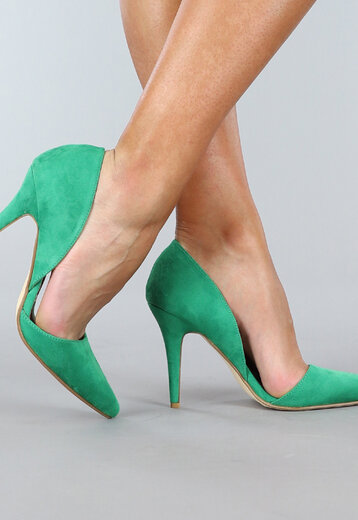 BF2023 Groene Suède-Look Pumps