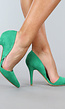 Groene Suède-Look Pumps met Cut Out