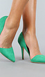 Groene Suède-Look Pumps met Cut Out