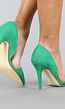 Groene Suède-Look Pumps met Cut Out