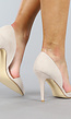 Nude Suède-Look Pumps met Cut Out