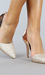 Open Champagne Pumps met Spitse Glitter Neus