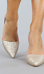 Open Champagne Pumps met Spitse Glitter Neus