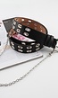 Zwarte Riem met Dubbele Ringen en Ketting