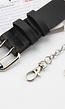 Zwarte Riem met Dubbele Ringen en Ketting