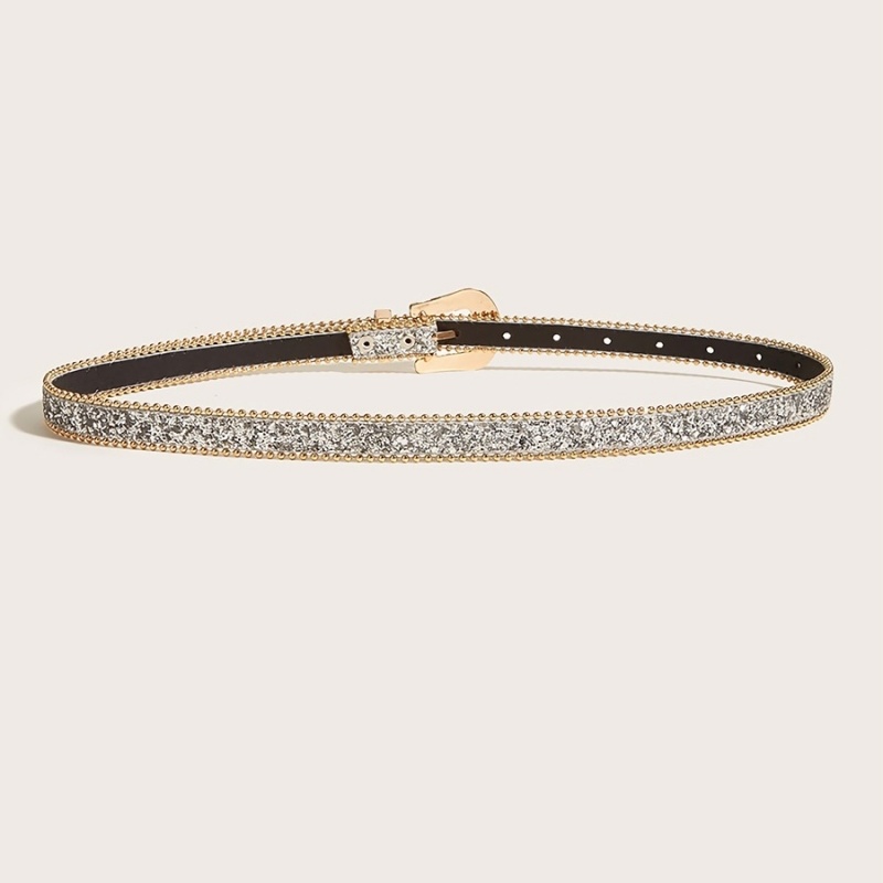 Metallic Glitter Riem - Zilver | Riemmaat 90 cm | Kunstleer - Fashion Favorite