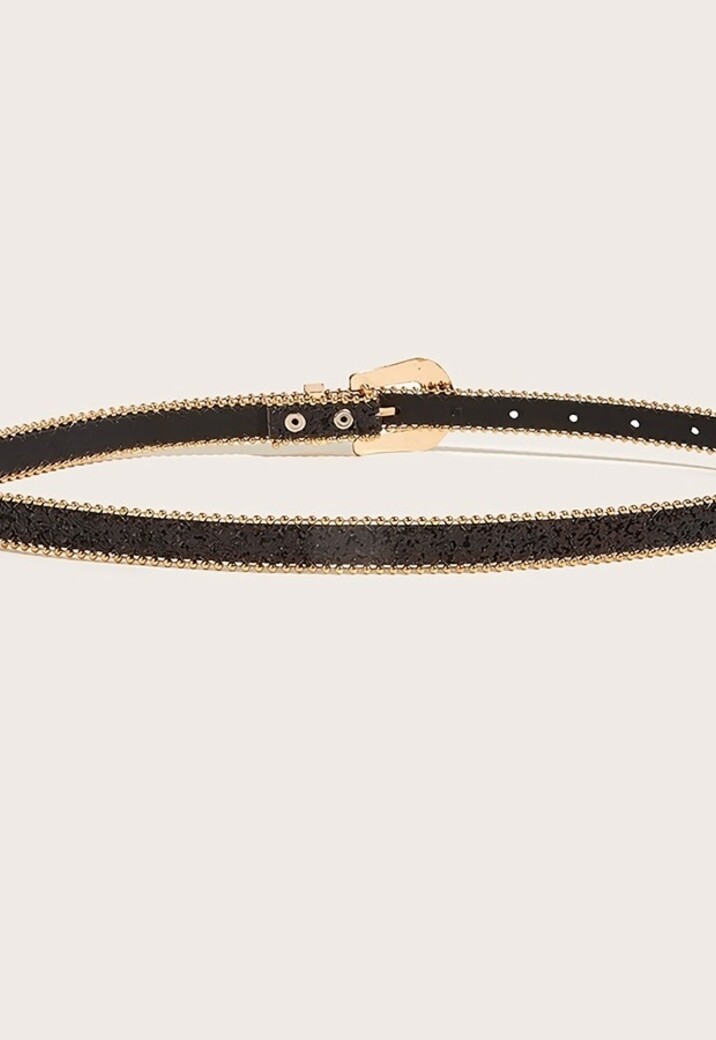 Gouden Parel Riem met Sierlijke Gesp en Zwarte Glitters