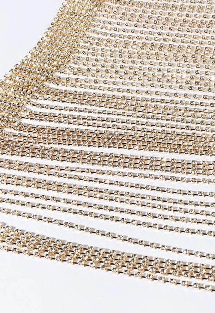 Gouden Waterval Strass Bodychain met Gesp