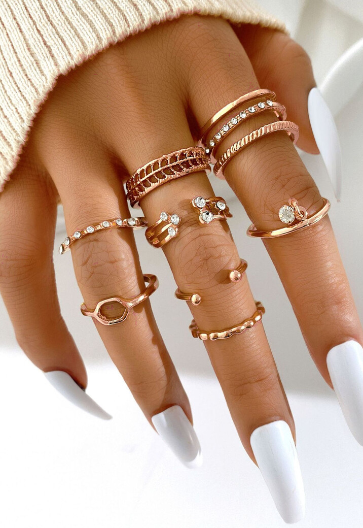 8 Piece Gouden Ringen Set