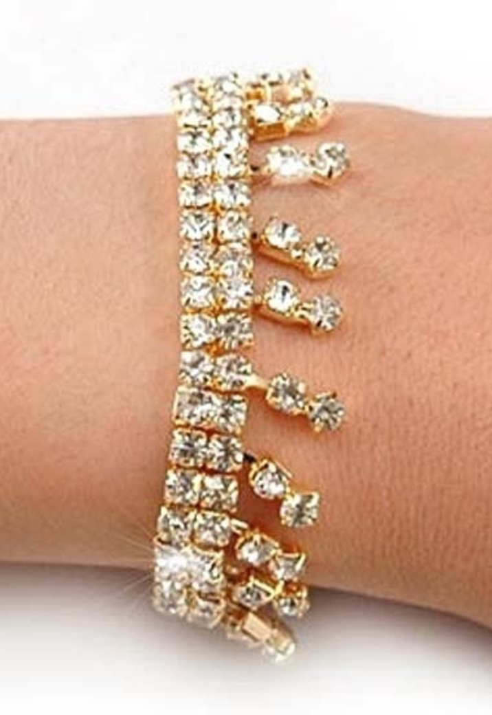 Gouden Strass Armband met Hangertjes