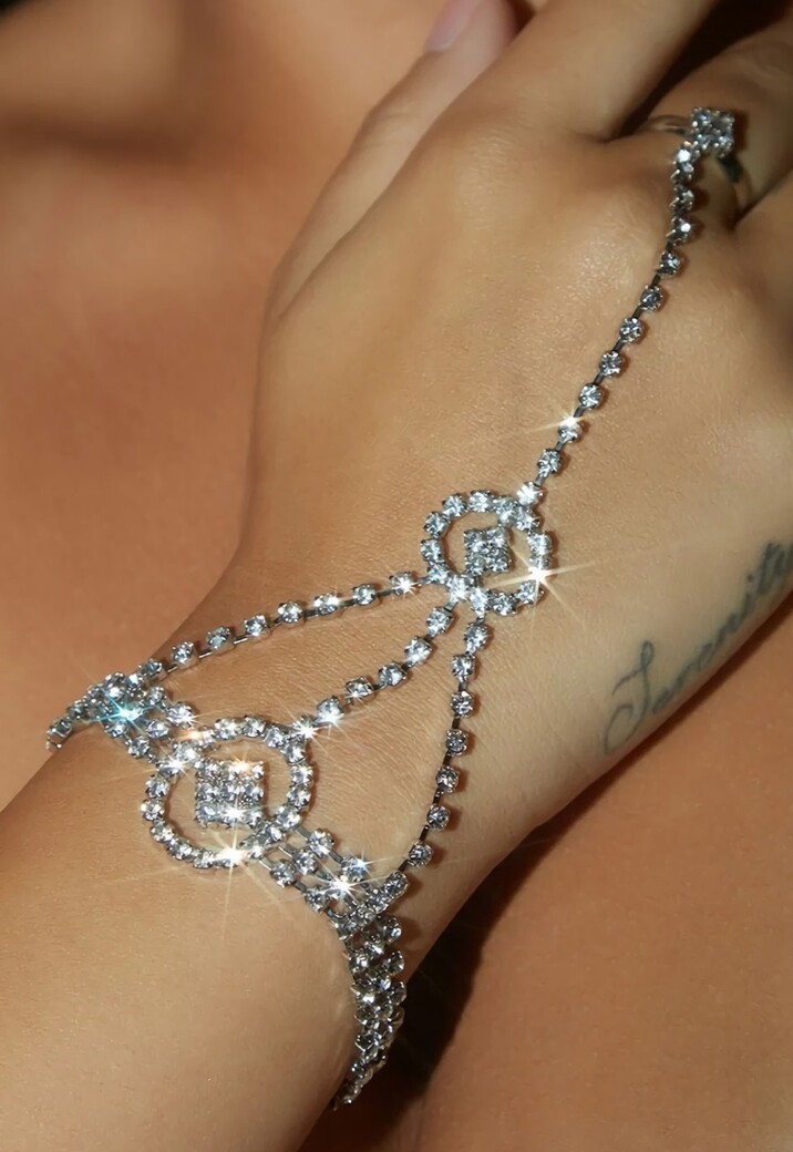 Zilveren Strass Handsieraad met Cutouts