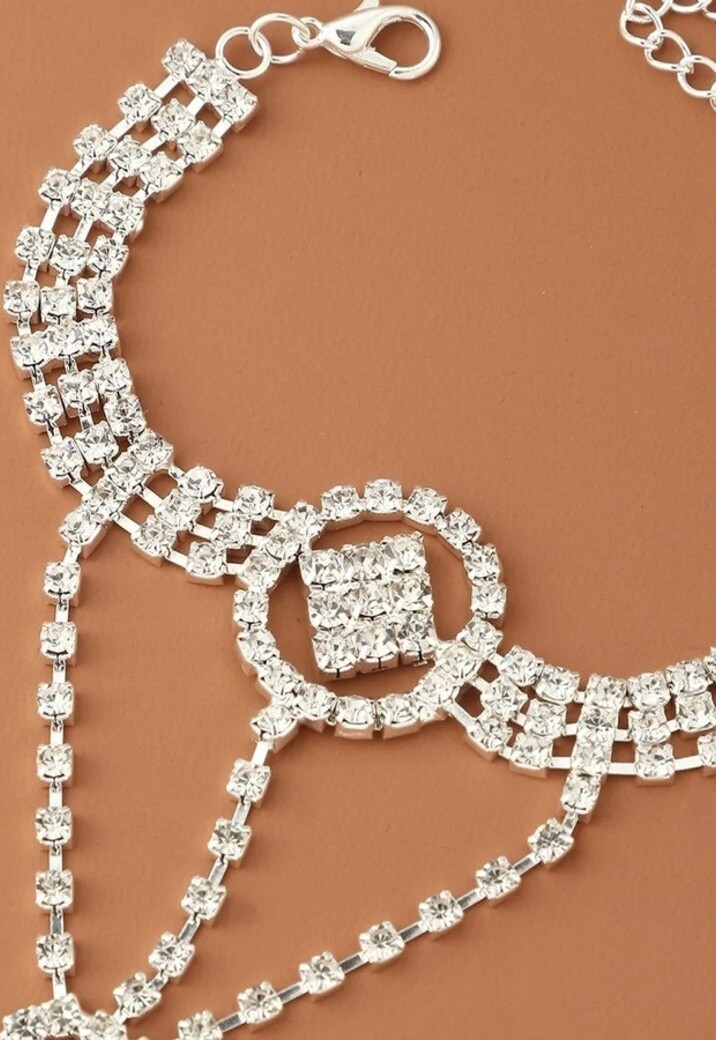 Zilveren Strass Handsieraad met Cutouts