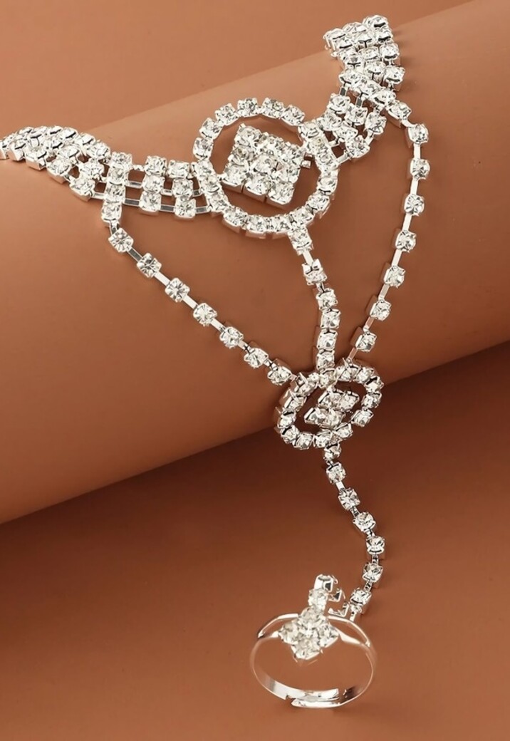 Zilveren Strass Handsieraad met Cutouts