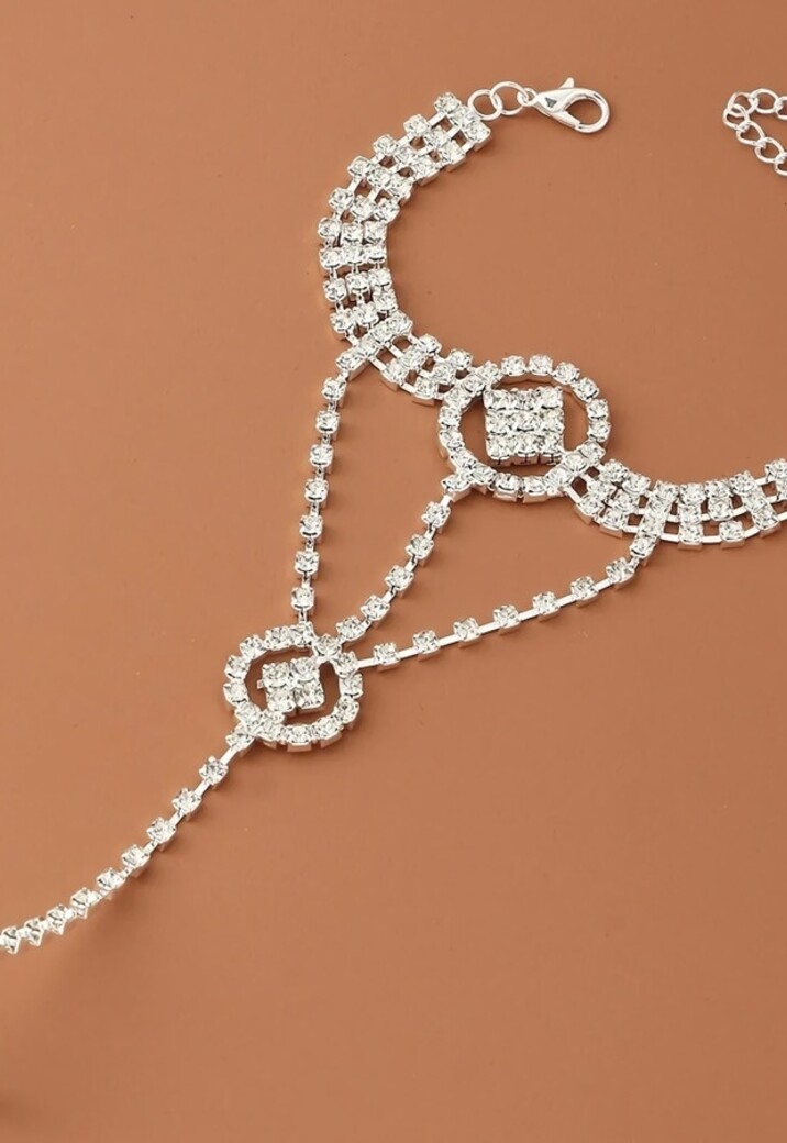 Zilveren Strass Handsieraad met Cutouts