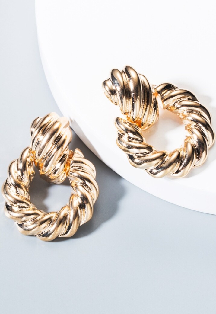 Gouden Grove Twist Oorbellen