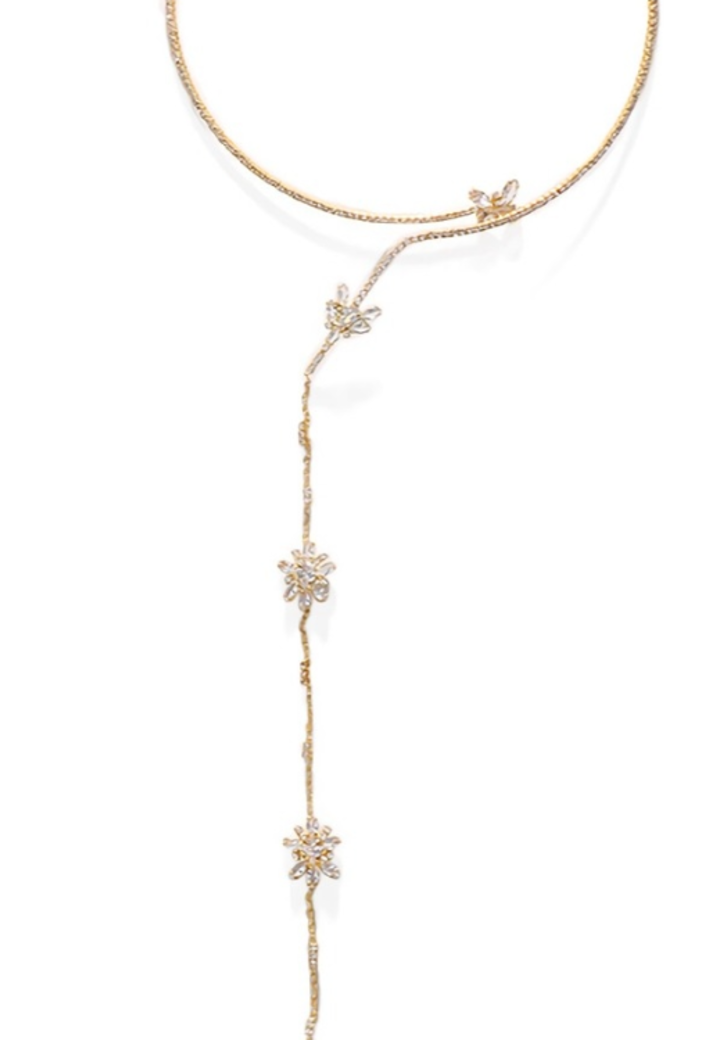 Gouden Verstelbare Strass Ketting met Butterfly