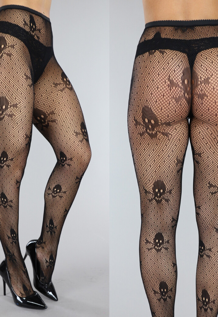 Zwarte Panty met Skeletten