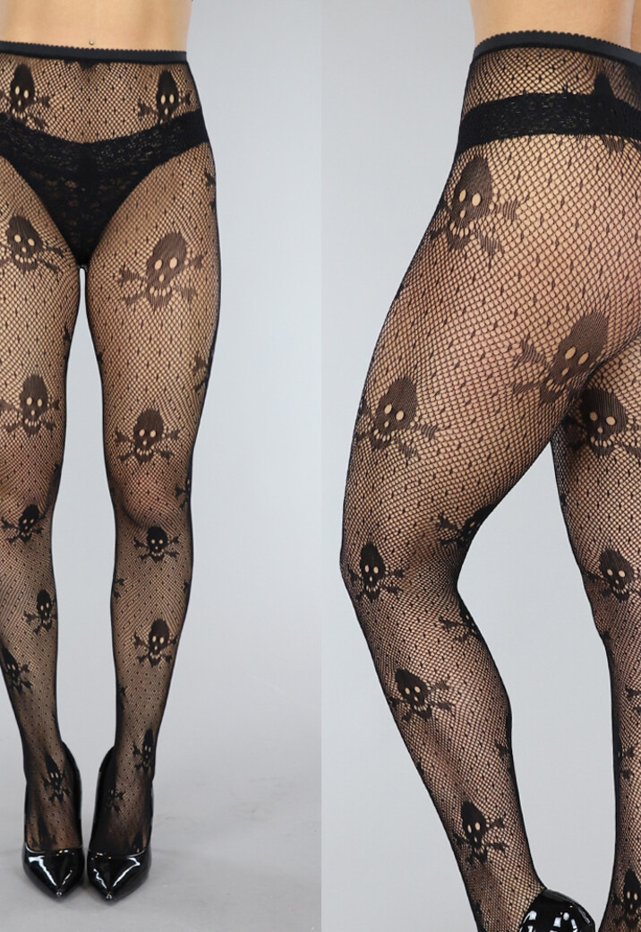 Zwarte Panty met Skeletten