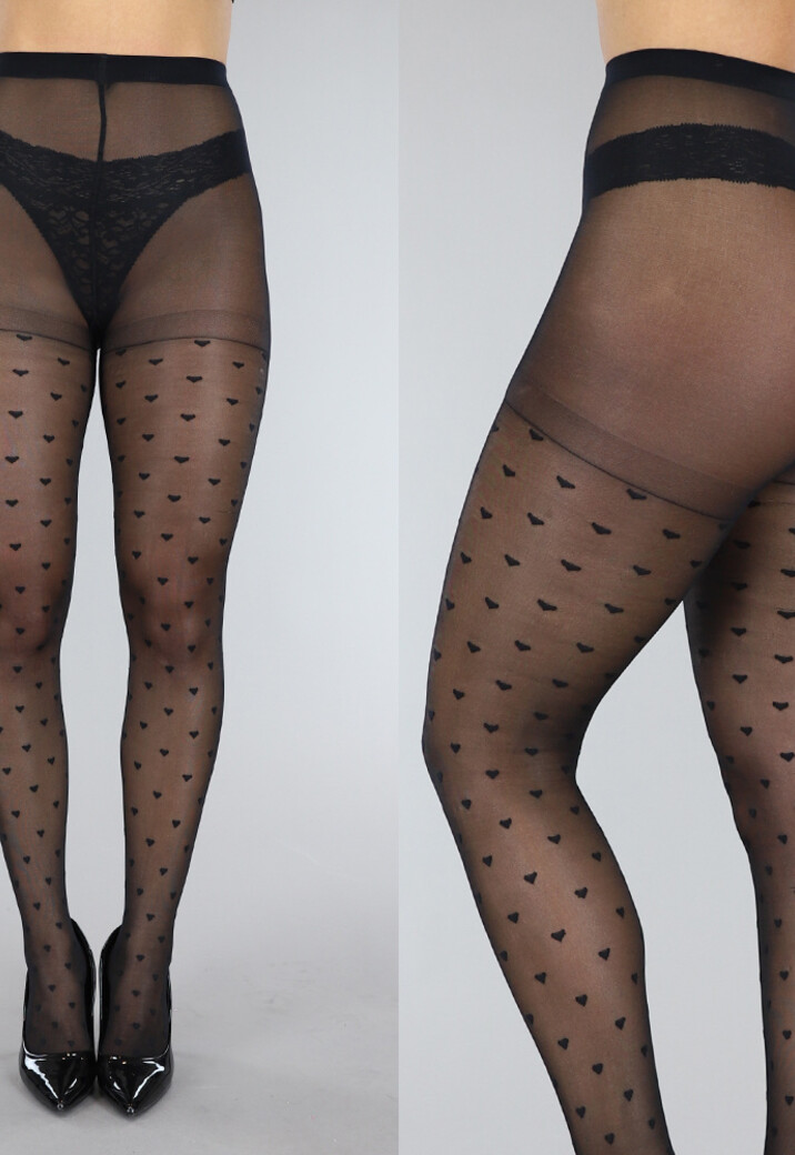 Zwarte Panty met Hartjes