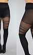 Zwarte Panty met Streepdetail