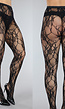 Zwarte Fishnet Panty met Bloemenprint