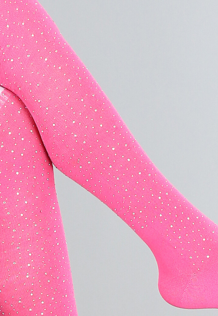 Roze Strass Sokken met Witte Strepen