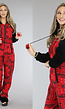 Rode Christmas Onesie met Zwarte Mouwen