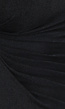 Lange Zwarte High Neck Jurk met Geplooid Detail en Schoudervulling