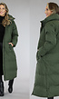 Legergroene Gevoerde Winterjas met Hoge Kraag
